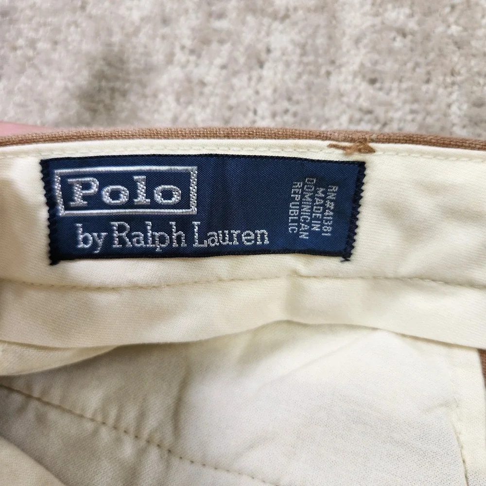 Vintage Polo Ralph Lauren Linen Pants Men 34x30 Pleated High Rise Trouser Flowy